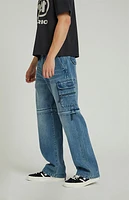 Pacsun Medium Indigo Zip Off Baggy Cargo Jeans
