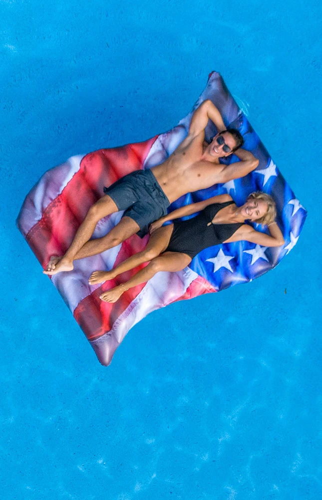 PoolCandy Stars & Stripes Waving Flag Deluxe Pool Raft