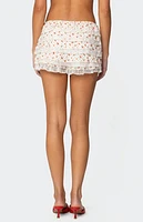 Edikted Berry & Dot Lacey Ruffled Shorts