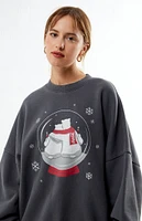 Coca Cola By PacSun Snow Globe Crew Neck Sweatshirt