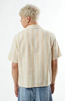 PacSun Tan Striped Oversized Camp Shirt