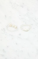 LA Hearts 2 Pack Pearl Rose Rings