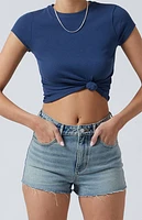 Pacsun Light Indigo High Waisted Denim Festival Shorts
