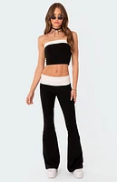 Edikted Contrast Fold Over Flared Leggings