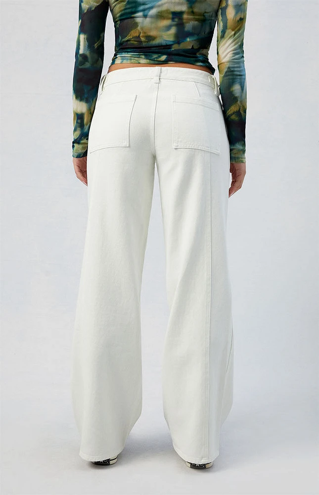 PacSun White Paneled Low Rise Baggy Jeans