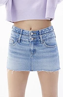 Pacsun Medium Indigo Low Rise Double Waistband Denim Mini Skirt