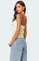 Edikted Side Button Eyelet Halter Top