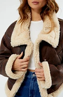 PacSun Faux Leather Sherpa Moto Jacket