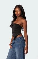 Edikted Hayley Lace Up Ruffle Tube Top