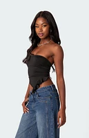 Edikted Hayley Lace Up Ruffle Tube Top