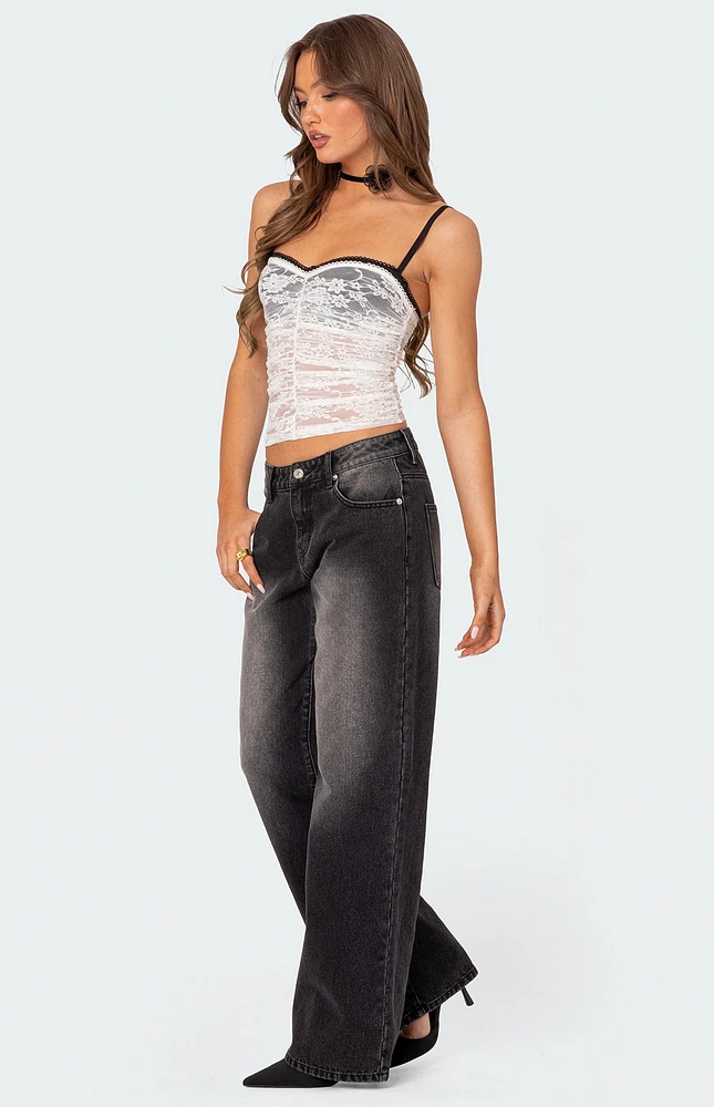 Edikted Eleanor Bra Detail Sheer Lace Top