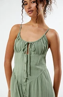 LA Hearts Linen Bustier Midi Dress