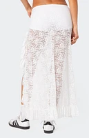 Edikted Ruffled Sheer Lace Maxi Skort