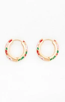 LA Hearts Floral Hoop Earrings
