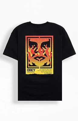 Obey Icon Stencil Flame T-Shirt