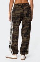 Edikted Camo Contrast Striped Sweatpants