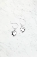 Silver Hoop Heart Earrings