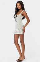 Edikted Ribbon Crochet Mini Dress