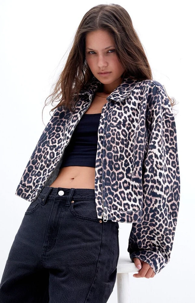 Pacsun Leopard Cropped Gas Jacket