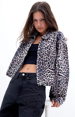 PacSun Leopard Cropped Gas Jacket