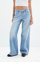 Pacsun Casey Medium Indigo Tie Side Low Rise Baggy Jeans