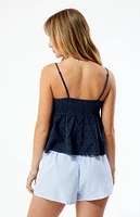 LA Hearts Ruched Bow Tie Babydoll Top