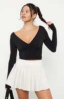 PAC 1980 Active Black V Surplice Long Sleeve Top
