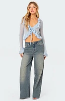 Edikted Ryleigh Ruffled Tie Front Cardigan