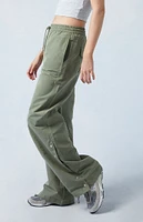 PacSun Olive Tearaway Low Rise Wide Leg Cargo Pants