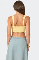 Edikted Button Front Cropped Eyelet Corset