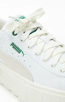 Puma Women's White & Green Mayze Leather Sneakers