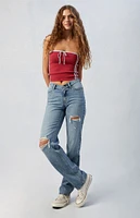 PacSun Medium Indigo Ripped V Dip '90s Boyfriend Jeans