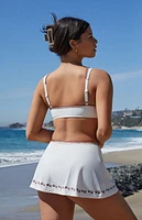 Amor y Besos Ivory Rosa Embroidered Swim Mini Skirt