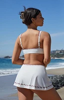 Amor y Besos Rosa Embroidered Swim Mini Skirt