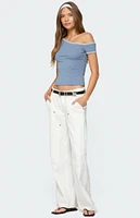 Edikted Lorna Contrast Off Shoulder Top
