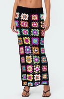 Edikted Patchwork Crochet Maxi Skirt