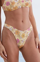 PacSun Eco Yellow Floral California Scoop High Cut Bikini Bottom