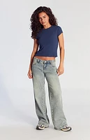 Pacsun Casey Tint Low Rise Baggy Jeans Medium Indigo Wash