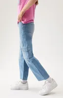 PacSun Kids Medium Blue Cargo Wide Leg Jeans