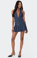 Edikted Belted Pinstripe Denim Mini Dress