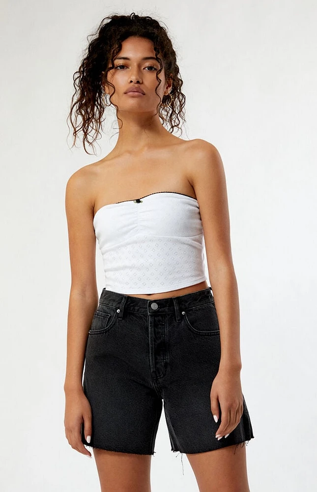 PacSun Eco Black High Waisted Raw Hem Relaxed Jorts