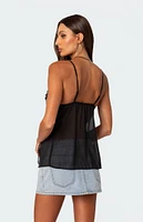 Edikted Linette Lacey Sheer Split Front Top