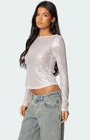 Edikted Sheer Sequin Boat Neck Top