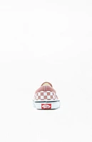 Kids Mauve & White Checker Classic Slip-On Shoes