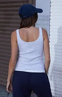 John Galt Heather Grey Snap Henley Tank Top