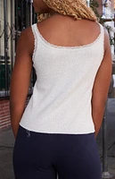 John Galt Silver Beyonca Lace Cropped Tank Top