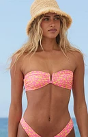 Kulani Kinis Pink Floral V Strapless Bandeau Bikini Top