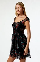 Daisy Street Floral Mesh Mini Dress