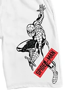 White Spider Man Swinging French Terry Shorts