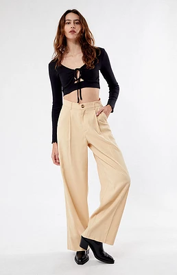 Beige High Waisted Trousers
